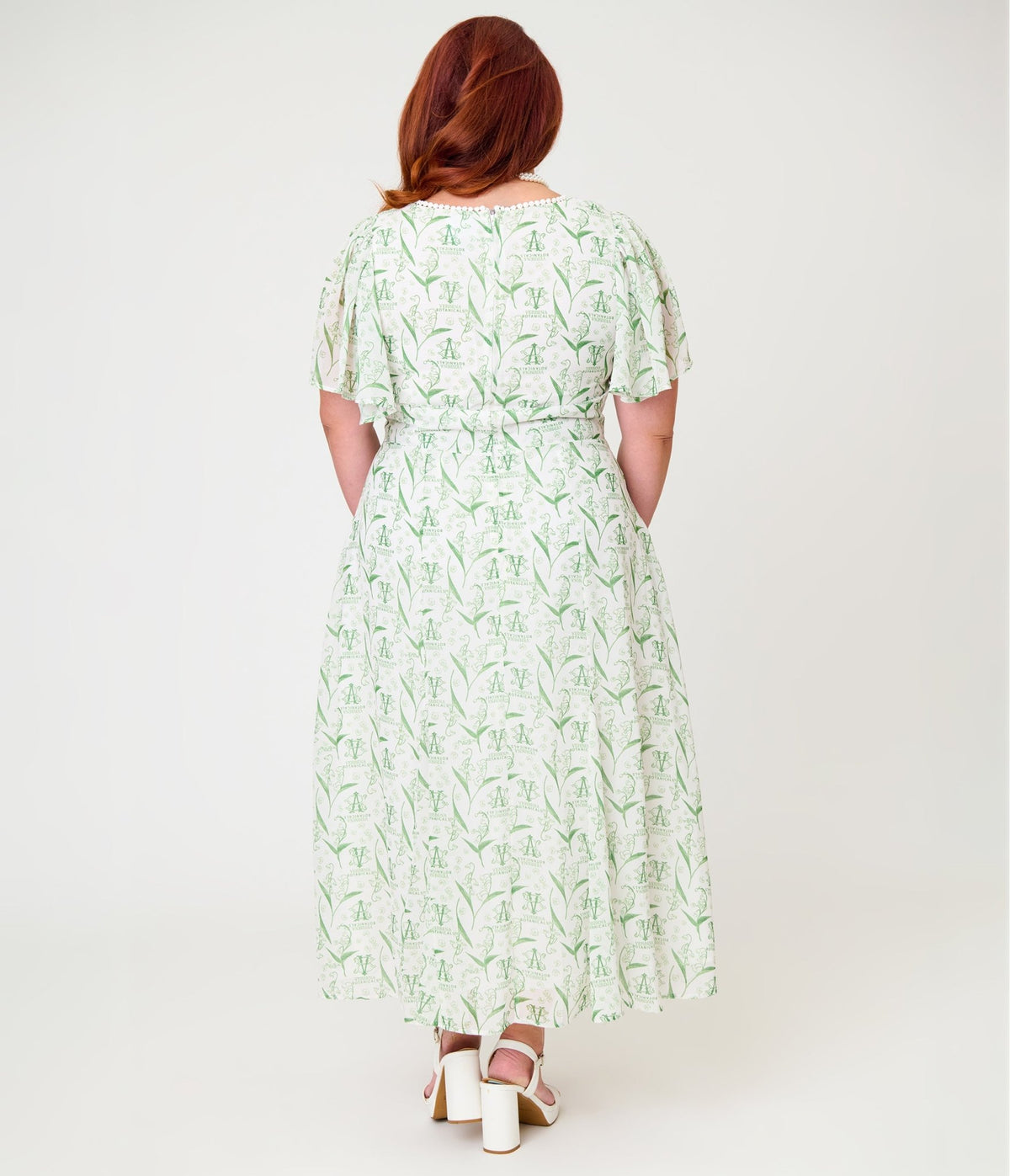 Practical Magic x Unique Vintage Plus Size Verbena Botanical Sally Midi Dress - Unique Vintage -