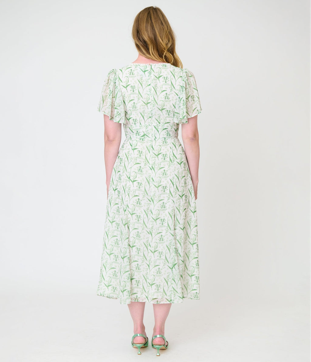Practical Magic x Unique Vintage Verbena Botanical Sally Midi Dress - Unique Vintage -