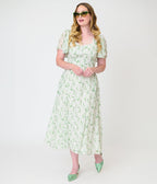 Practical Magic x Unique Vintage Verbena Botanical Sally Midi Dress - Unique Vintage -