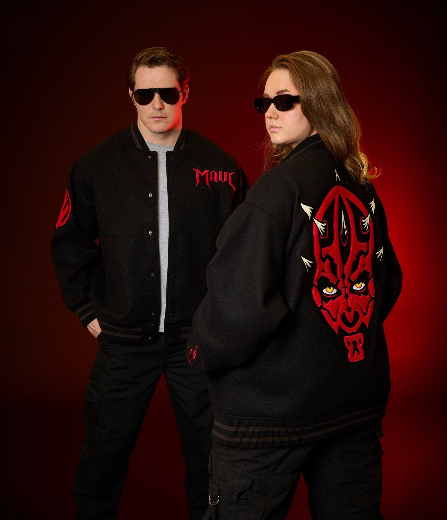 Pre - order Cakeworthy Darth Maul Varsity Jacket - Unique Vintage - Womens, TOPS, OUTERWEAR