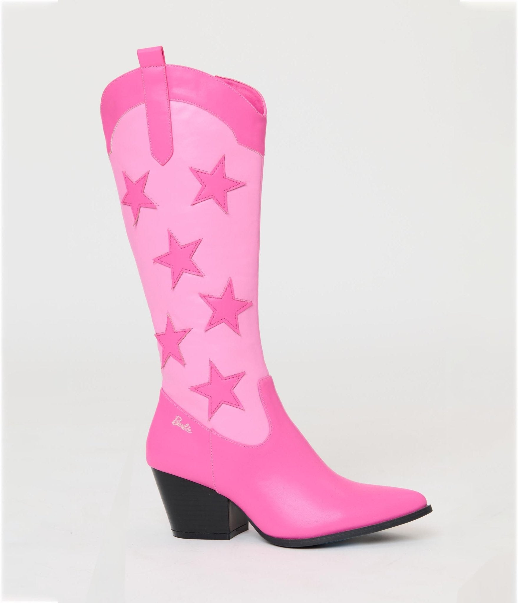 Preorder - Barbie™ x Unique Vintage Pink Star Leatherette Cowboy Boots - Unique Vintage - Womens