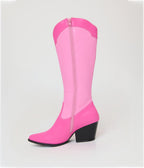 Preorder - Barbie™ x Unique Vintage Pink Star Leatherette Cowboy Boots - Unique Vintage - Womens