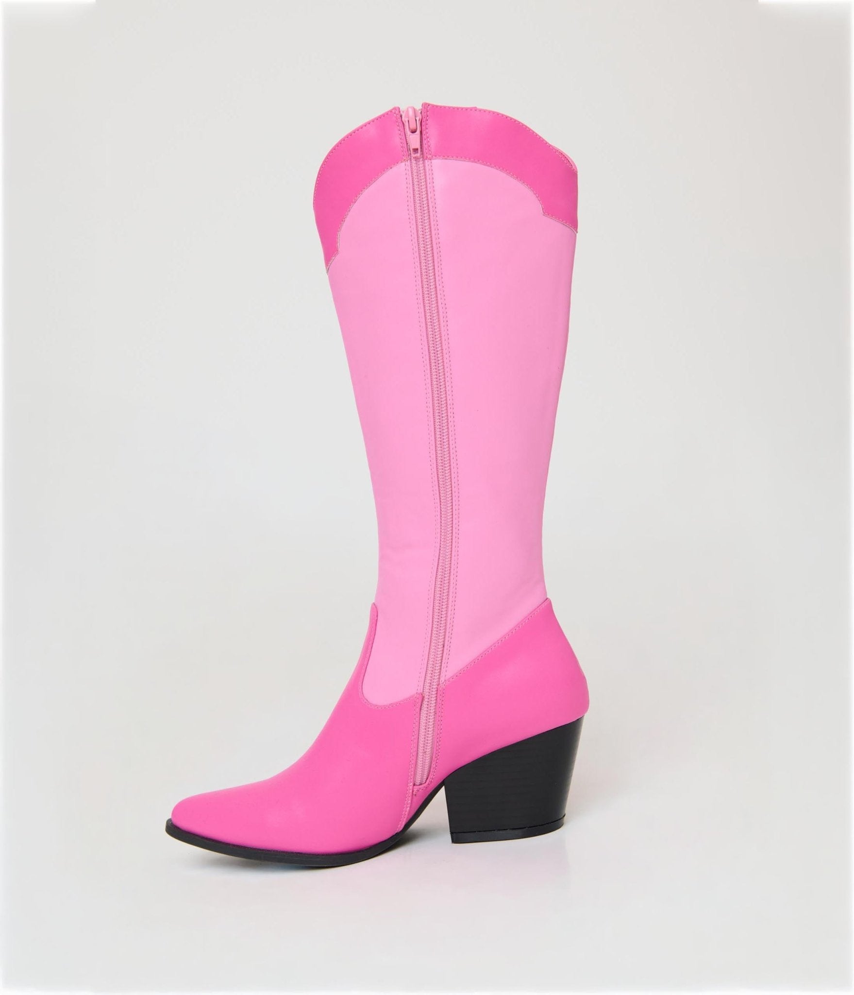 Preorder - Barbie™ x Unique Vintage Pink Star Leatherette Cowboy Boots - Unique Vintage - Womens