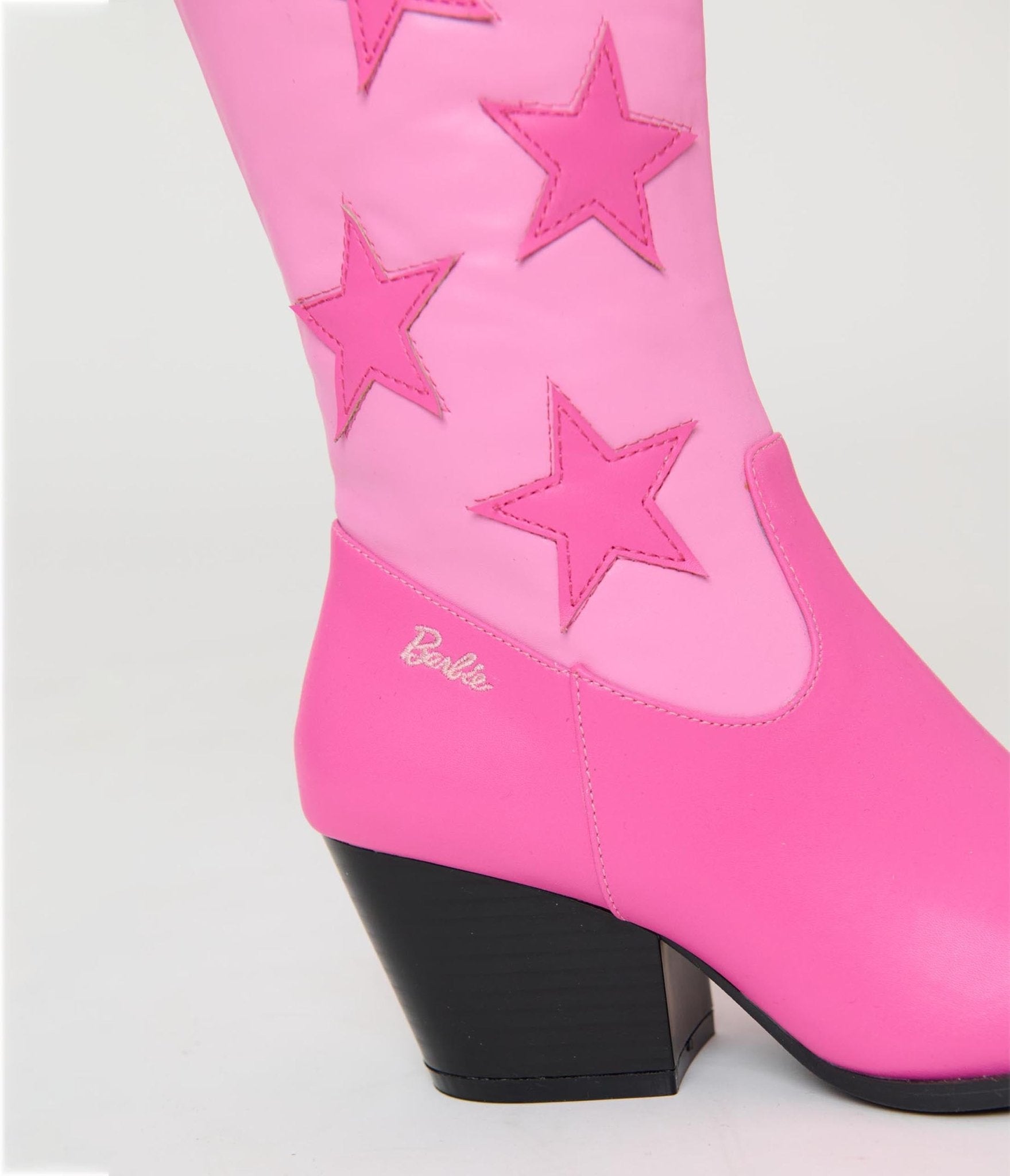 Preorder - Barbie™ x Unique Vintage Pink Star Leatherette Cowboy Boots - Unique Vintage - Womens
