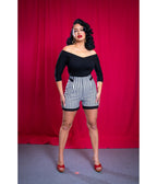Preorder - Black Midcentury V - Neck Top - Unique Vintage - Womens, TOPS, SHIRTS