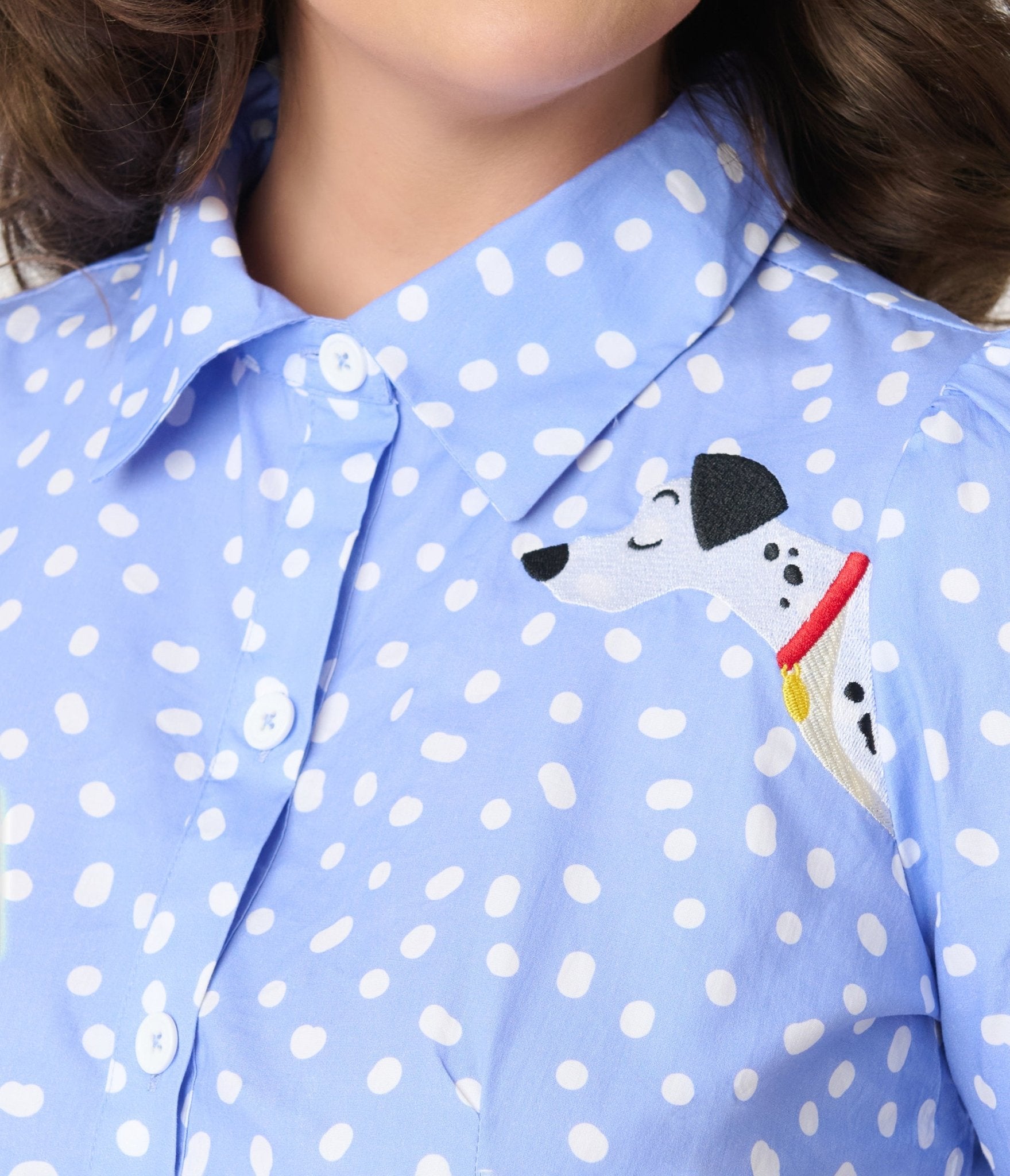 Disney Cats & Dogs Collection by Unique Vintage Blue & White Polka Dot Pongo Top - Unique Vintage - Womens, TOPS, WOVEN TOPS