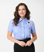 Disney Cats & Dogs Collection by Unique Vintage Blue & White Polka Dot Pongo Top