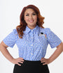 Disney Cats & Dogs Collection by Unique Vintage Plus Size Blue & White Polka Dot Pongo Top