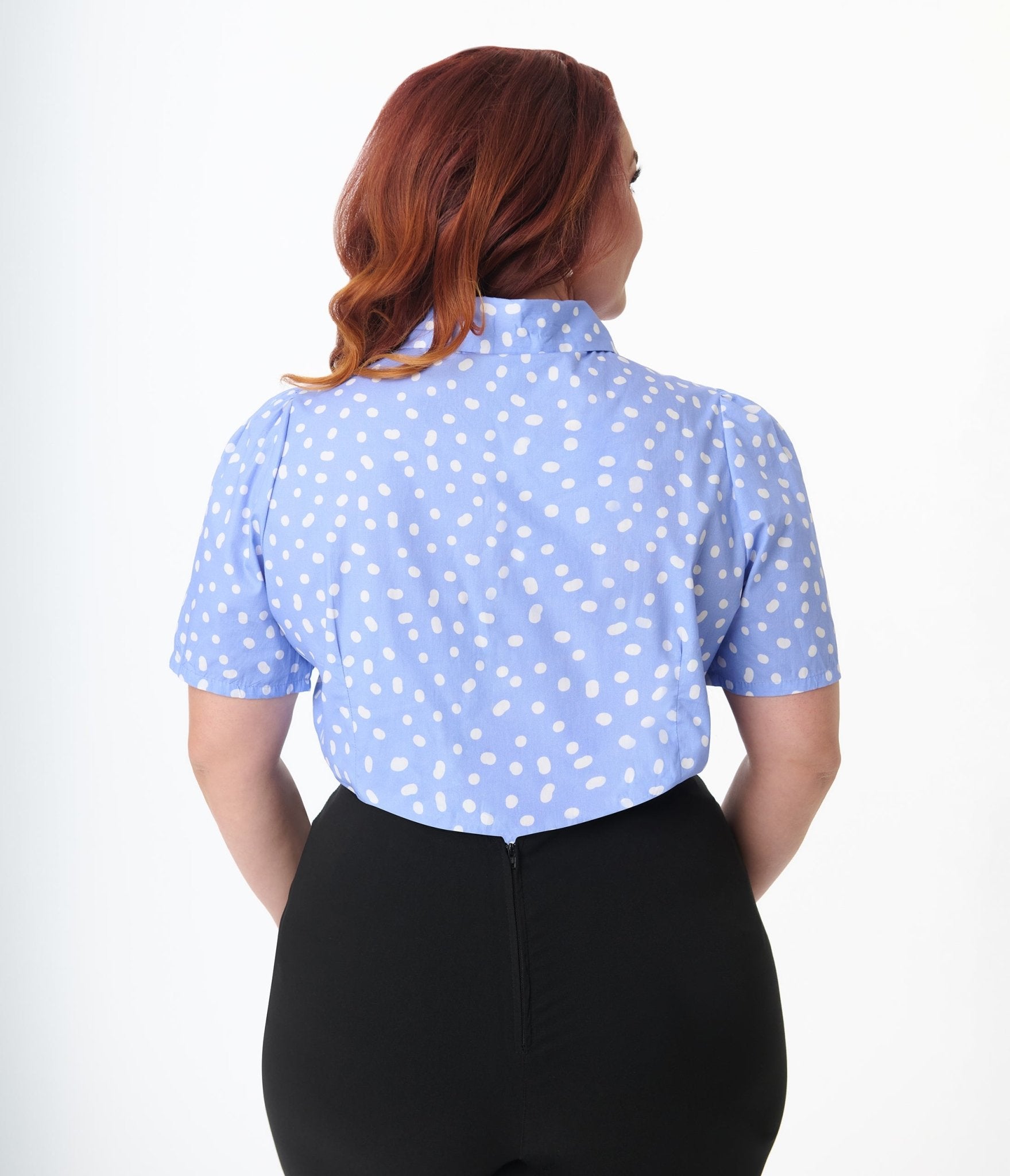 Disney Cats & Dogs Collection by Unique Vintage Plus Size Blue & White Polka Dot Pongo Top - Unique Vintage - Womens, TOPS