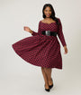 Disney Holiday Collection by Unique Vintage Plus Size Red Mickey Plaid Swing Dress
