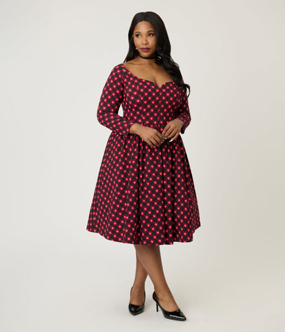 Preorder - Disney Holiday Collection by Unique Vintage Plus Size Red Mickey Plaid Swing Dress - Unique Vintage - Womens, DRESSES, SWING