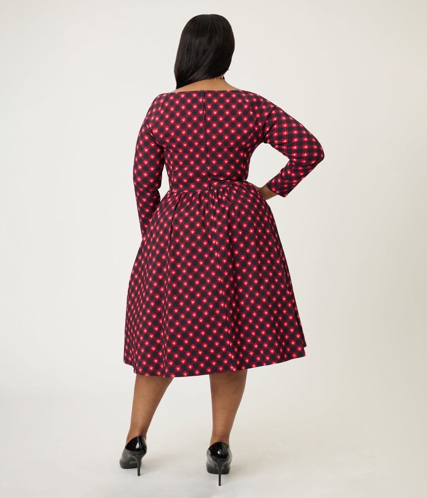 Preorder - Disney Holiday Collection by Unique Vintage Plus Size Red Mickey Plaid Swing Dress - Unique Vintage - Womens, DRESSES, SWING