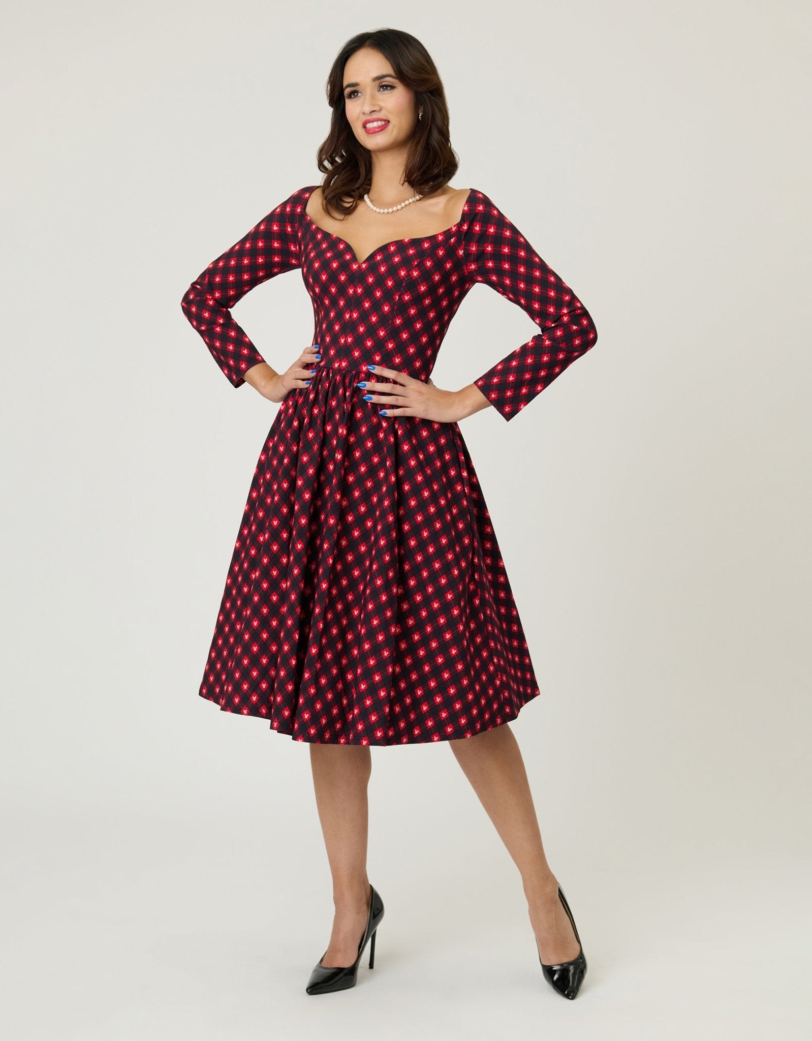 Disney Holiday Collection by Unique Vintage Red Mickey Plaid Swing Dre Disney Holiday Collection by Unique Vintage Red Mickey Plaid Swing Dre