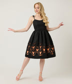 Disney Mickey & Friends Collection By Unique Vintage Black & Orange Mickey Cutout Swing Dress - Unique Vintage - Womens