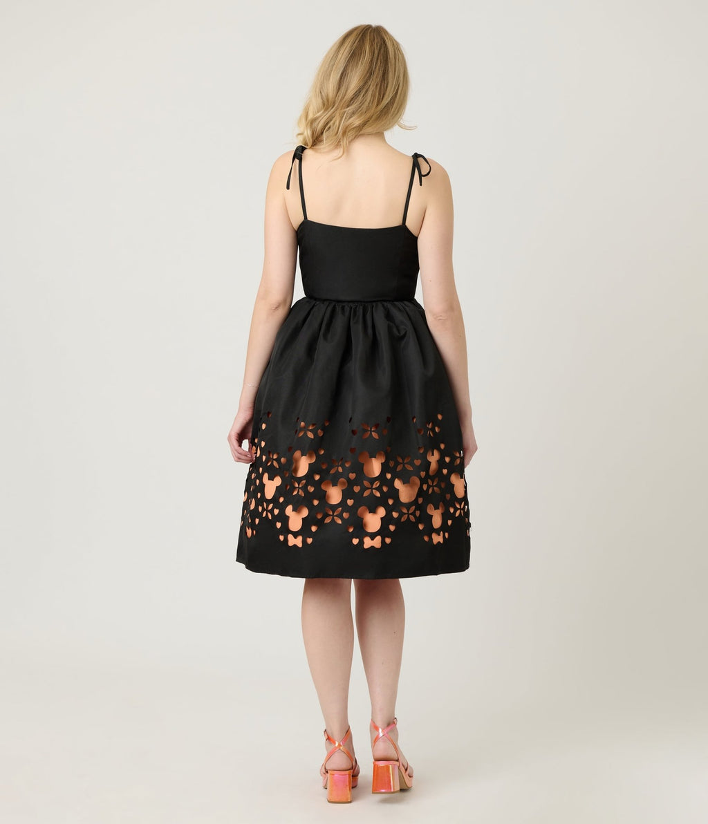 Disney Mickey & Friends Collection By Unique Vintage Black & Orange Mickey Cutout Swing Dress - Unique Vintage - Womens