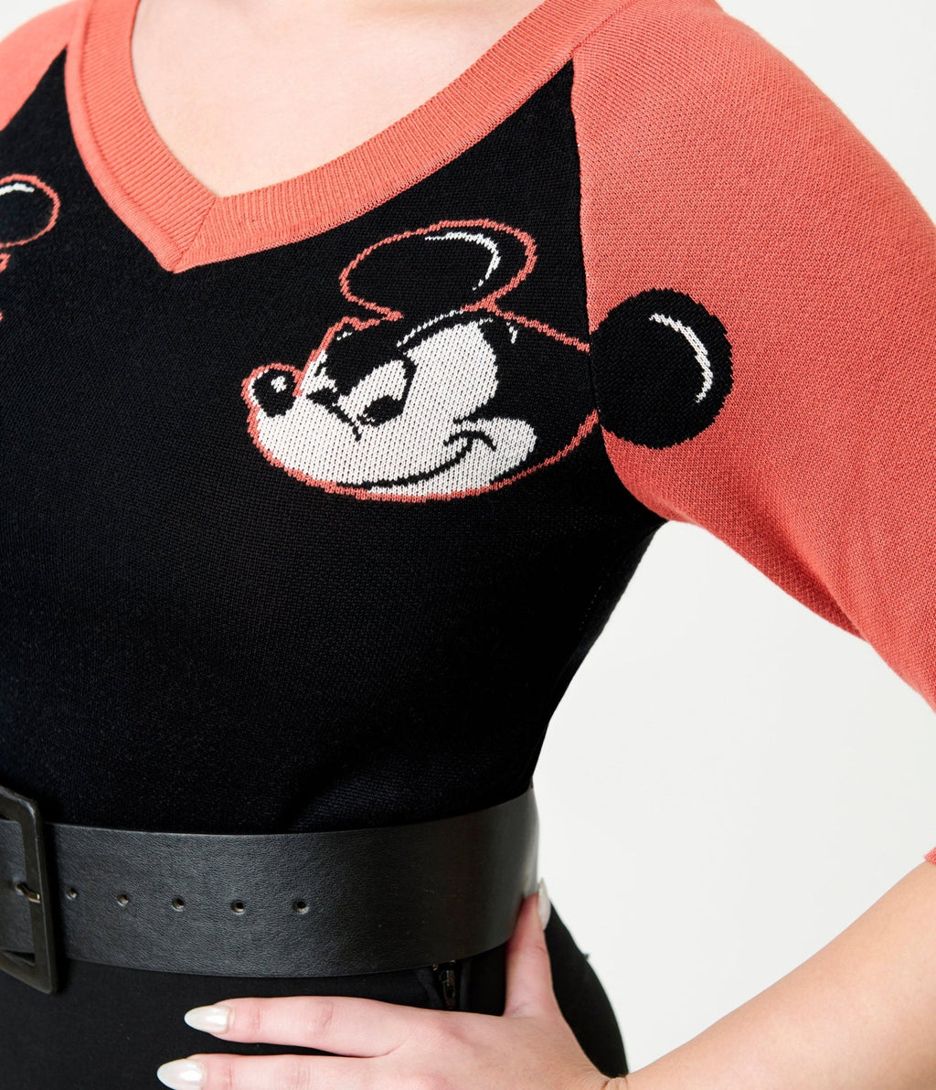 Disney Mickey & Friends Collection by Unique Vintage Black & Orange Mickey Sweater - Unique Vintage - Womens, TOPS