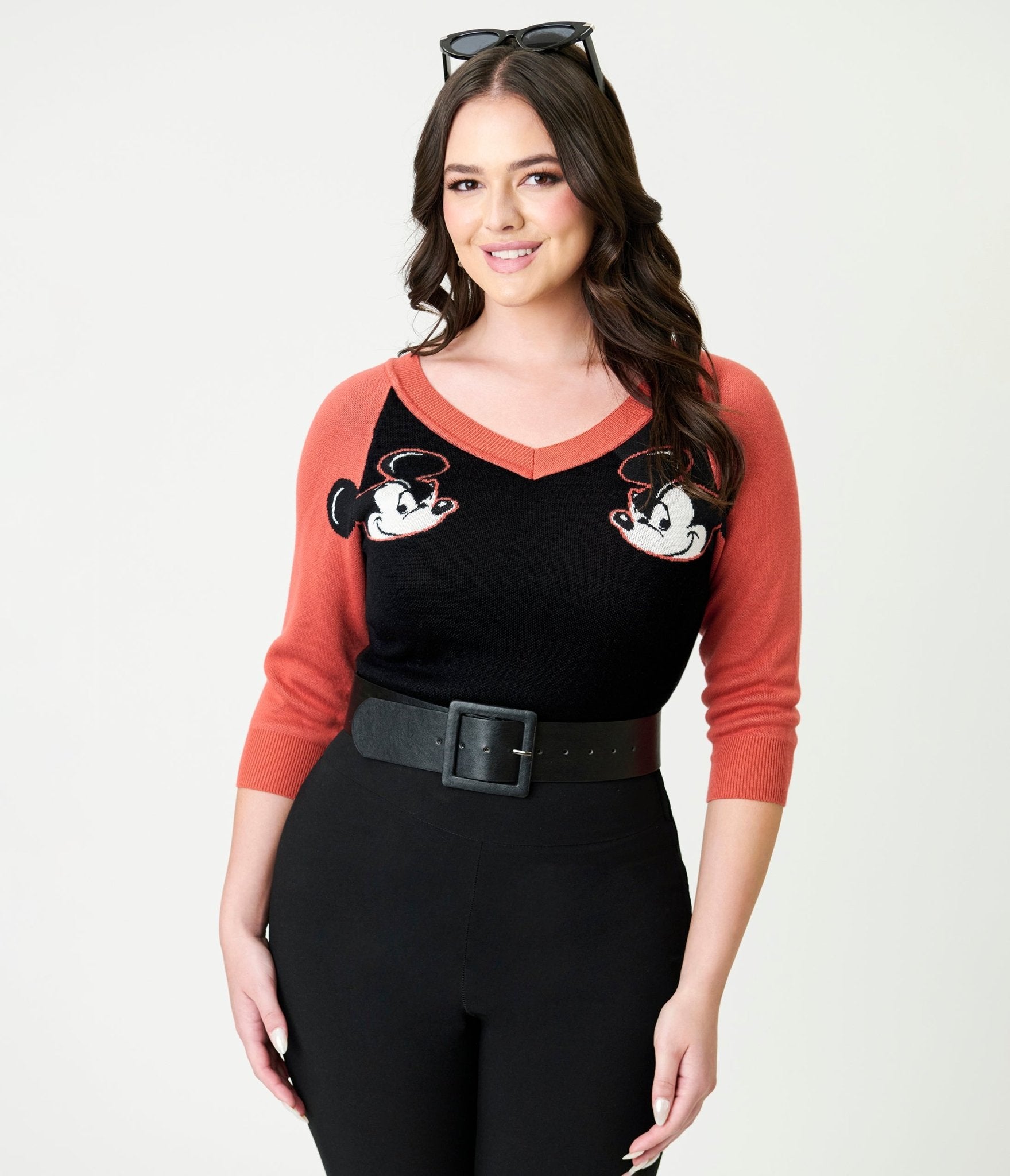 Disney Mickey & Friends Collection by Unique Vintage Black & Orange Mickey Sweater - Unique Vintage - Womens, TOPS