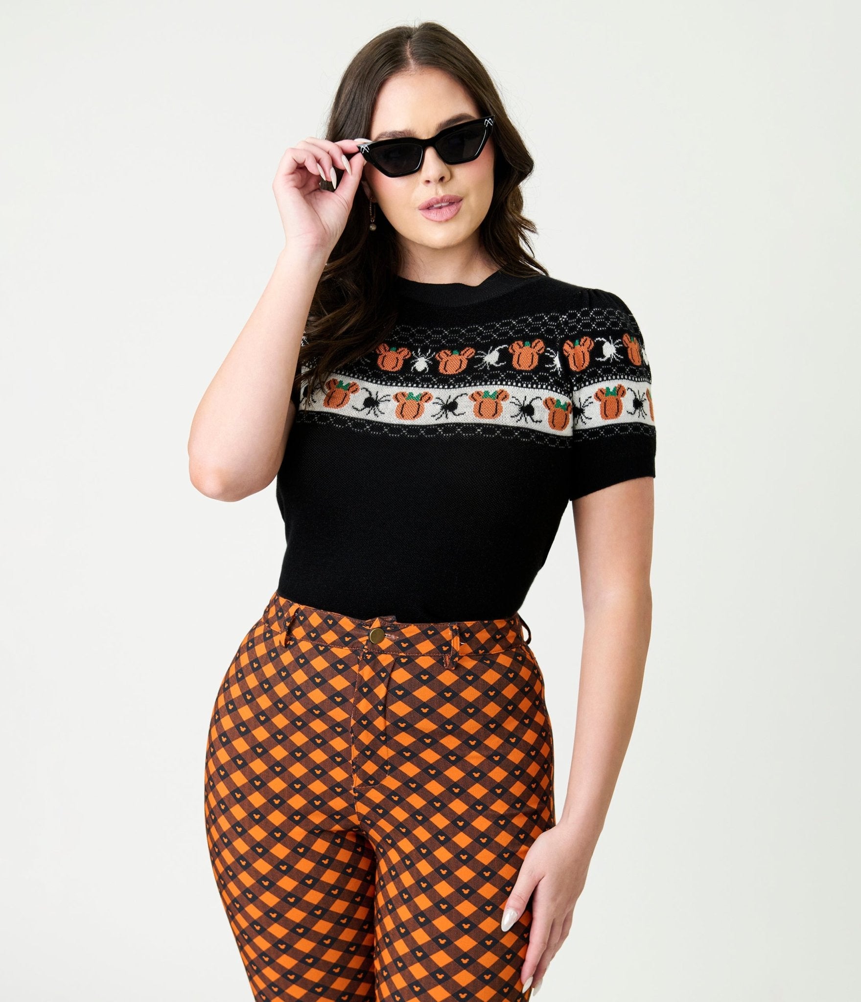 Disney Mickey & Friends Collection by Unique Vintage Black Pumpkin Patch Fair Isle Sweater - Unique Vintage -Womens, SWEATERS