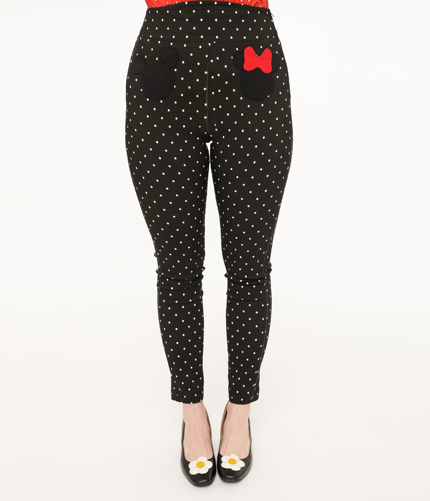 Disney Mickey & Friends Collection by Unique Vintage Black & White Dot Mickey & Minnie Pocket Pants - Unique Vintage - PANTS