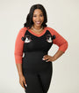 Disney Mickey & Friends Collection by Unique Vintage Plus Size Black & Orange Mickey Sweater