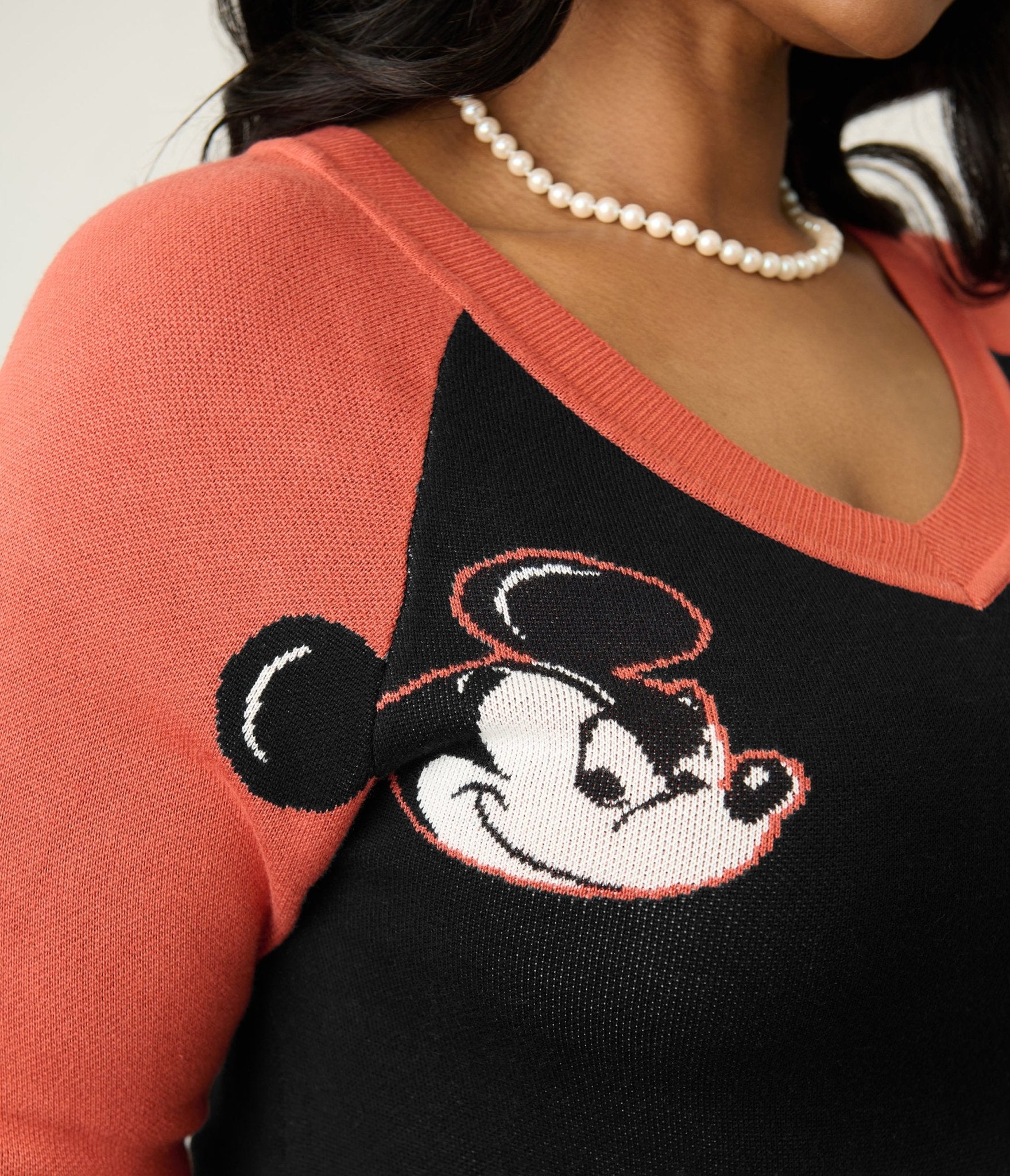 Disney Mickey & Friends Collection by Unique Vintage Plus Black & Orange Mickey Sweater - Unique Vintage - Womens, SWEATERS