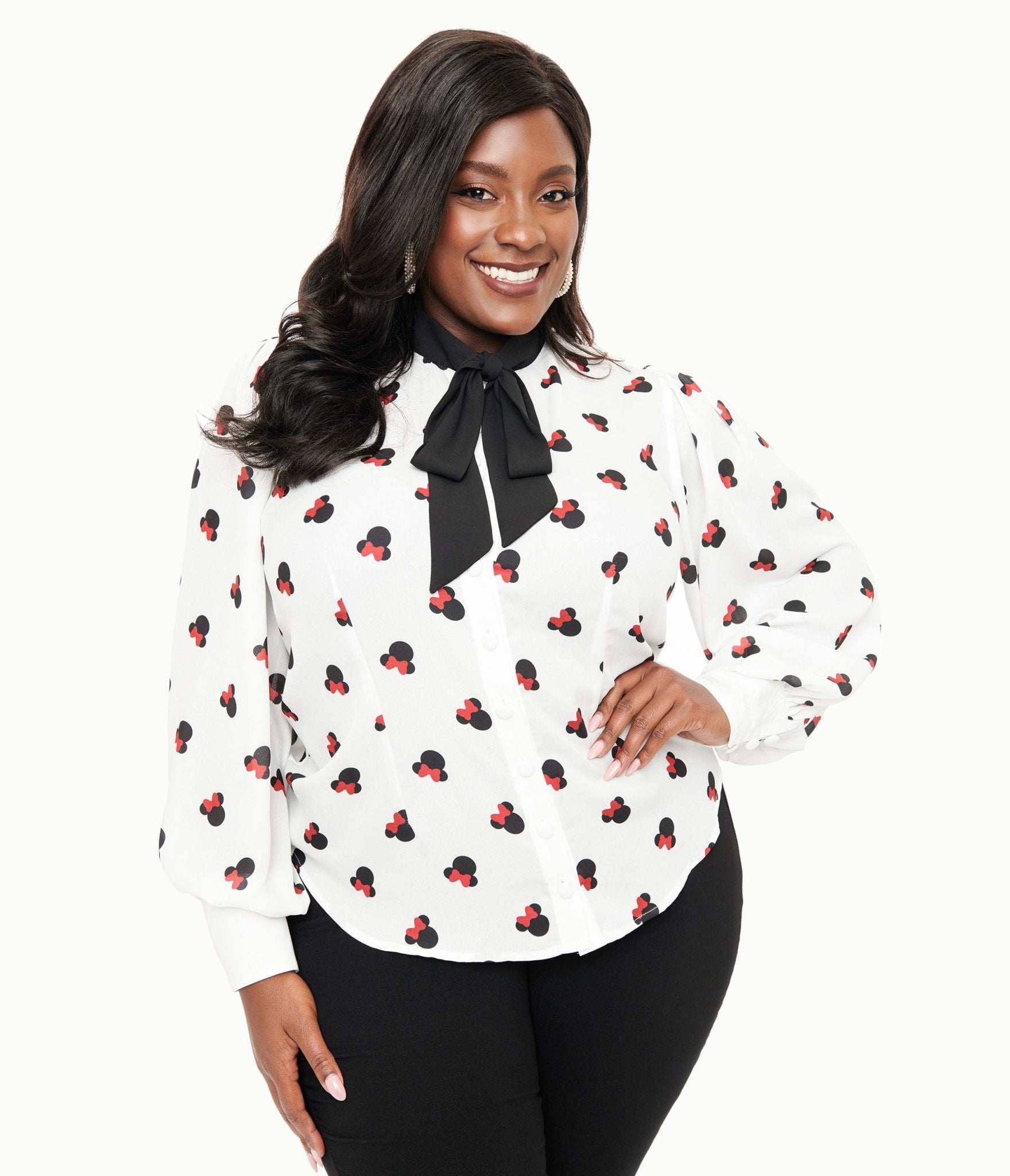 Disney Mickey & Friends Collection by Unique Vintage Plus Minnie Mouse Stamp Gwen Blouse -Unique Vintage - Womens, WOVEN TOPS