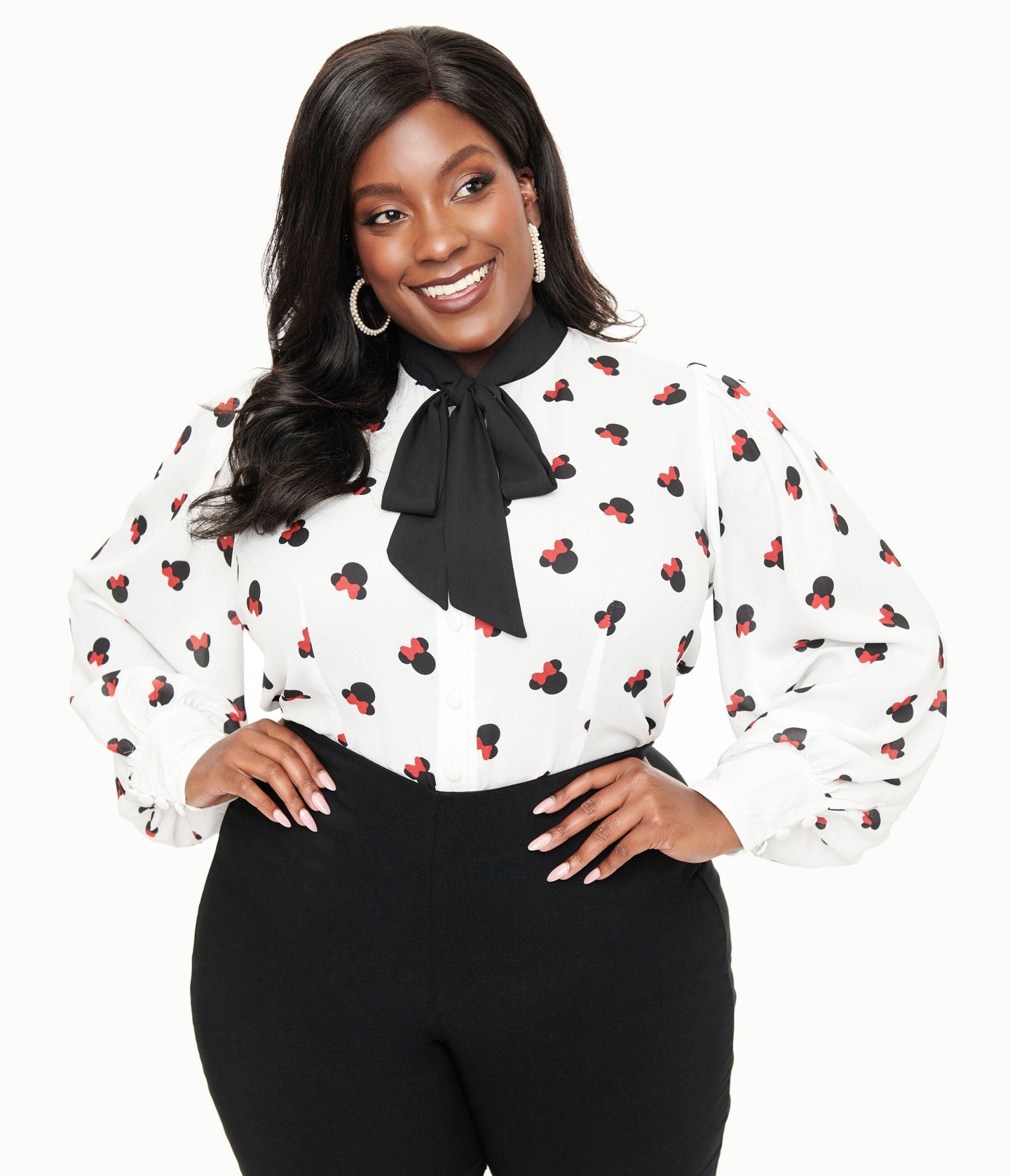 Disney Mickey & Friends Collection by Unique Vintage Plus Minnie Mouse Stamp Gwen Blouse -Unique Vintage - Womens, WOVEN TOPS