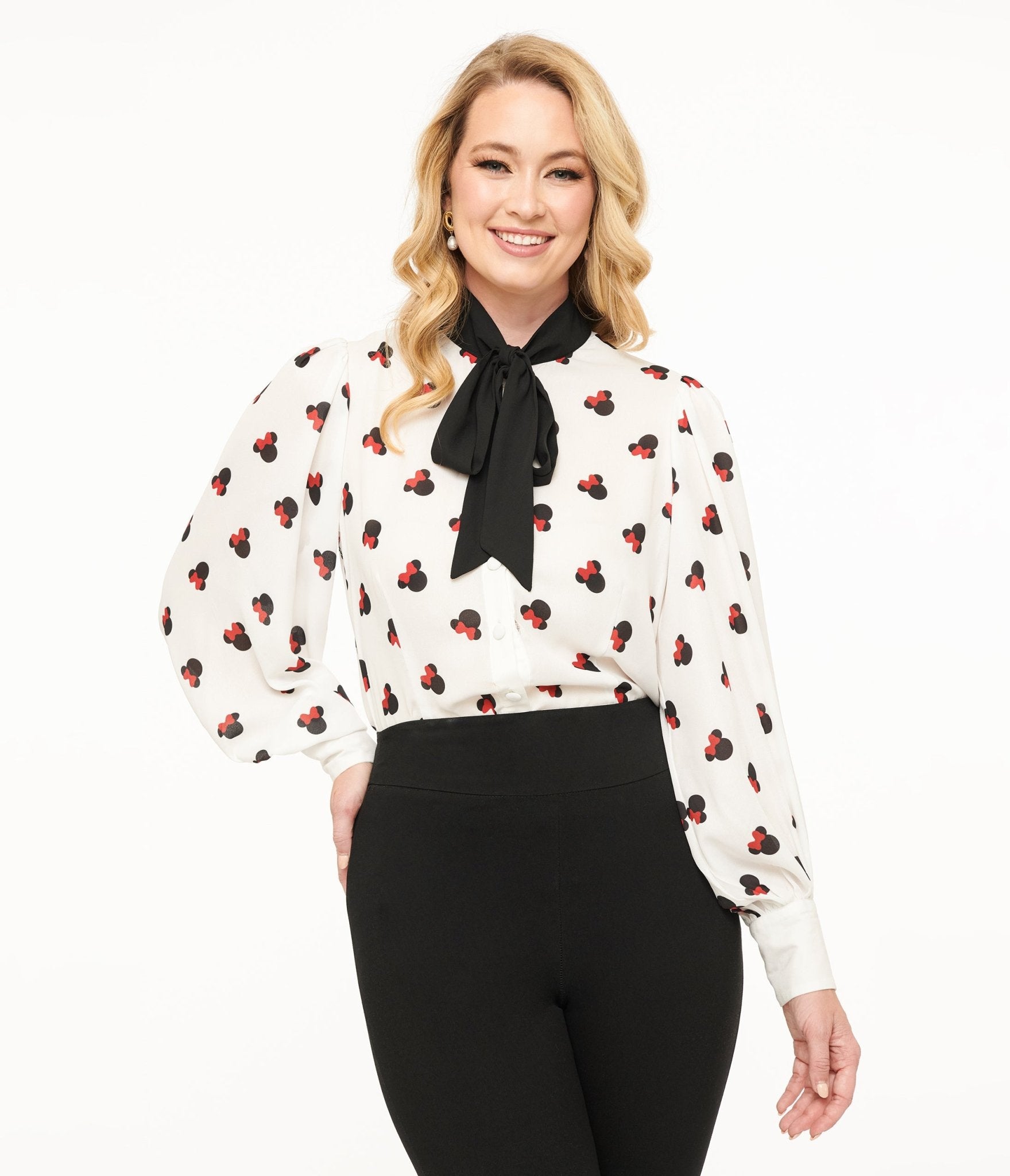 Disney Mickey & Friends Collection by Unique Vintage Minnie Mouse Stamp Gwen Blouse - Unique Vintage - Womens, WOVEN TOPS