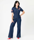 Disney Pixar Cars Collection by Unique Vintage Pit Crew Denim Jumpsuit - Unique Vintage - Women, BOTTOMS, ROMPERS & JUMPSUITS
