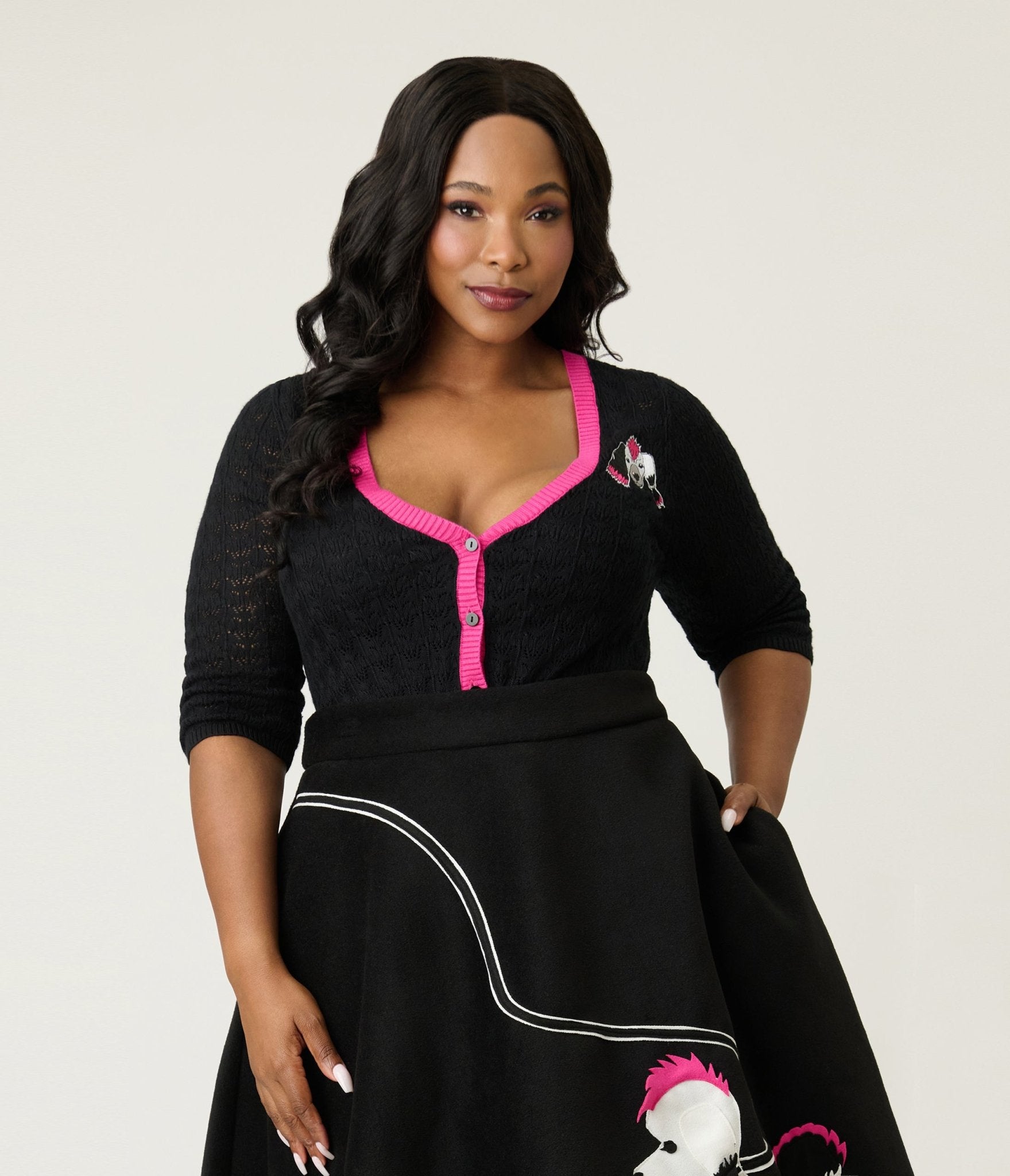 Preorder - Elvira x Unique Vintage Plus Size Gonk Cardigan - Unique Vintage - Womens, TOPS, SWEATERS