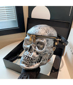 Preorder- Grey Leatherette Skull Crossbody Bag - Unique Vintage - Womens, ACCESSORIES, HANDBAGS
