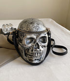 Preorder- Grey Leatherette Skull Crossbody Bag - Unique Vintage - Womens, ACCESSORIES, HANDBAGS