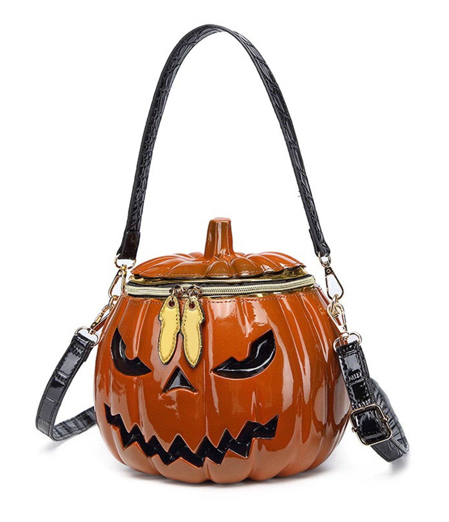 Preorder- Orange Leatherette Jack-o-Lantern Handbag - Unique Vintage - Womens, ACCESSORIES, HANDBAGS