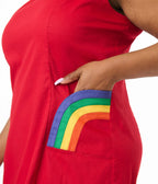 Preorder - Smak Parlour Plus Size Red Rainbow Pocket Mod Shift Dress - Unique Vintage - Womens, DRESSES, SHIFTS