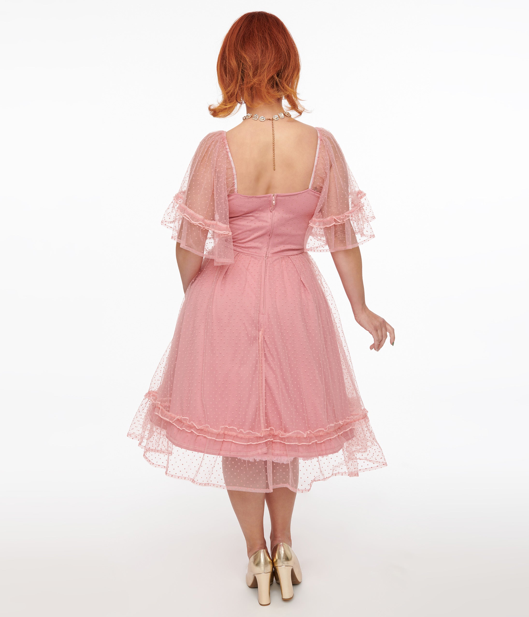 Preorder- Unique Vintage 1950s Rose Ruffle Sweetheart Swing Dress - Unique Vintage - Womens, DRESSES, SWING