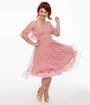 Unique Vintage 1950s Rose Ruffle Sweetheart Swing Dress