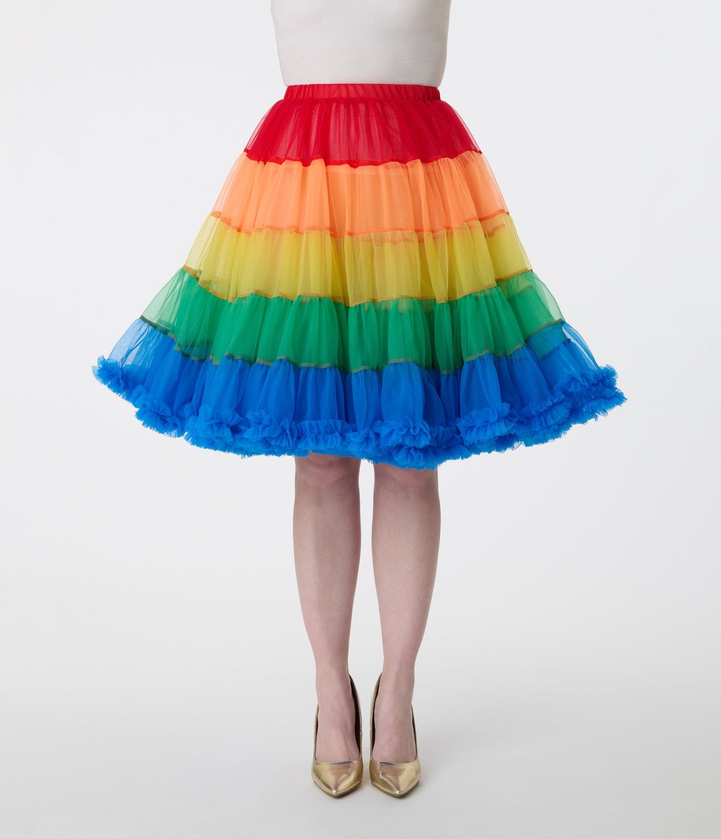 Unique Vintage 1950s Style Rainbow Stripe Ruffled Petticoat Crinoline - Unique Vintage - Womens, ACCESSORIES, PETTICOATS