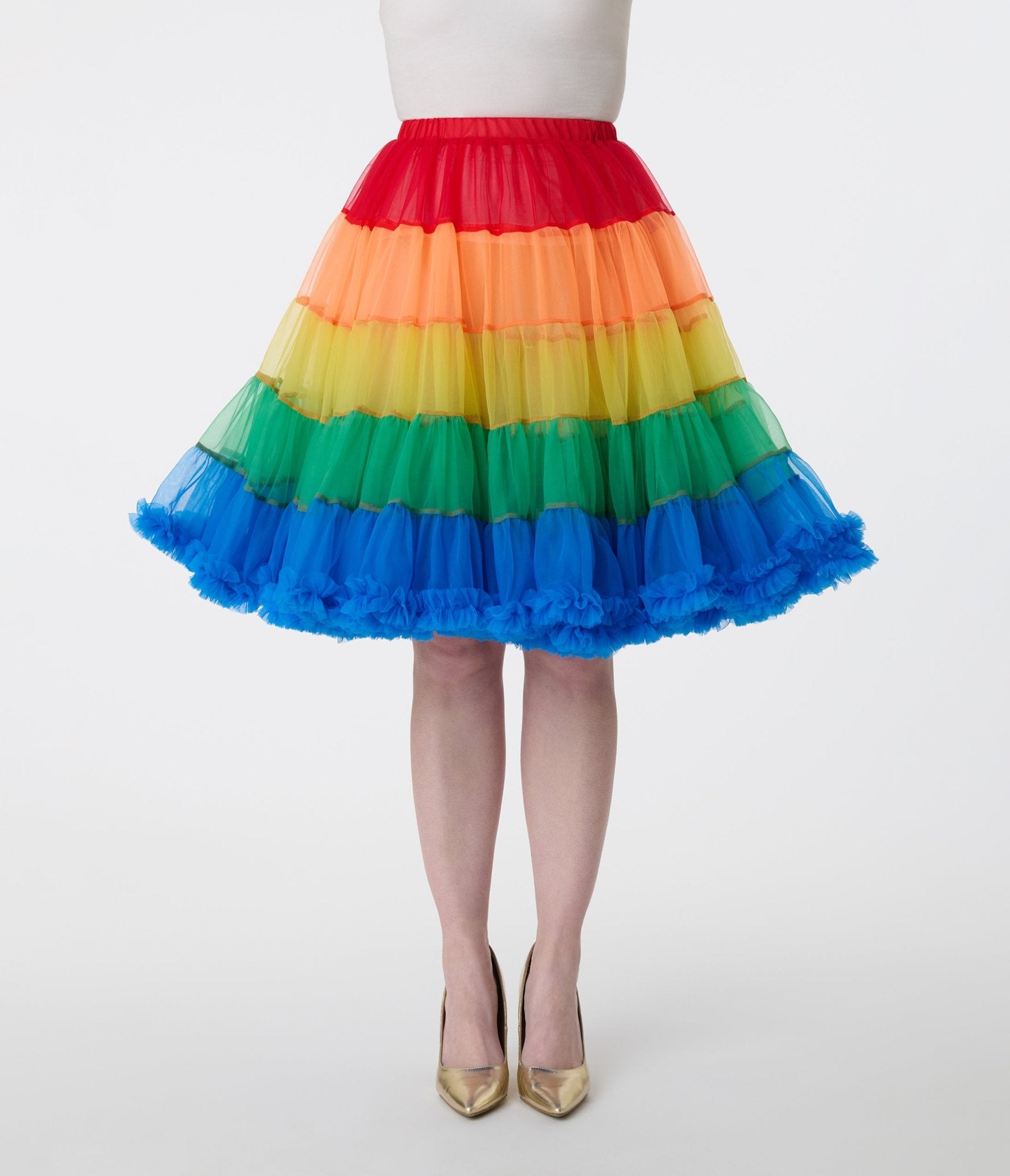 Unique Vintage 1950s Style Rainbow Stripe Ruffled Petticoat Crinoline - Unique Vintage - Womens, ACCESSORIES, PETTICOATS