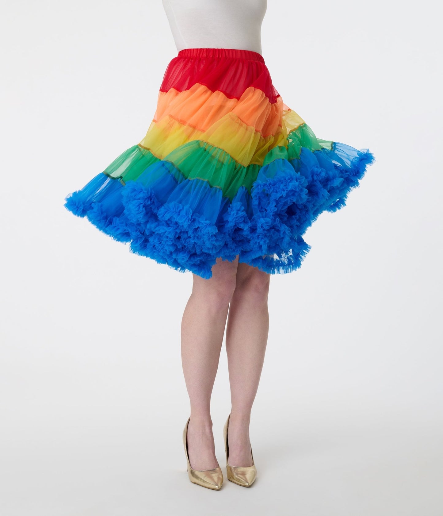 Unique Vintage 1950s Style Rainbow Stripe Ruffled Petticoat Crinoline - Unique Vintage - Womens, ACCESSORIES, PETTICOATS