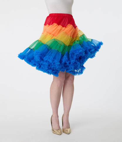 Unique Vintage 1950s Style Rainbow Stripe Ruffled Petticoat Crinoline - Unique Vintage - Womens, ACCESSORIES, PETTICOATS