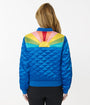 Preorder- Unique Vintage Blue & Rainbow Quilted Varsity Jacket