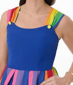 Preorder - Unique Vintage Blue & Rainbow Stripe Swing Dress - Unique Vintage - Womens, DRESSES, SWING