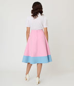 Preorder - Unique Vintage Pink & Blue Bunny Soda Shop Swing Skirt - Unique Vintage - Womens, BOTTOMS, SKIRTS