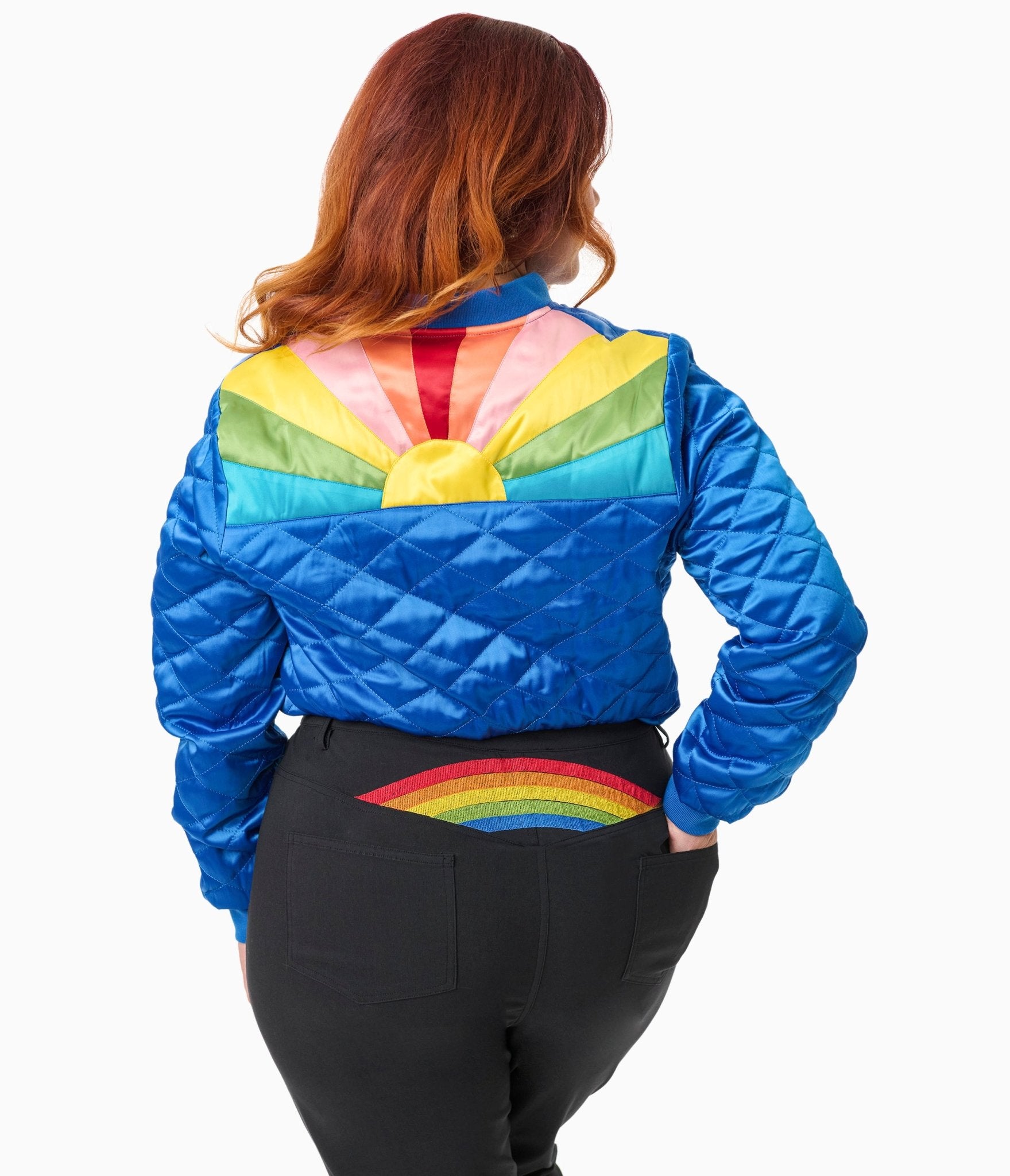 Preorder - Unique Vintage Plus Size Black & Rainbow Rachelle Capri Pants - Unique Vintage - Womens, BOTTOMS, PANTS