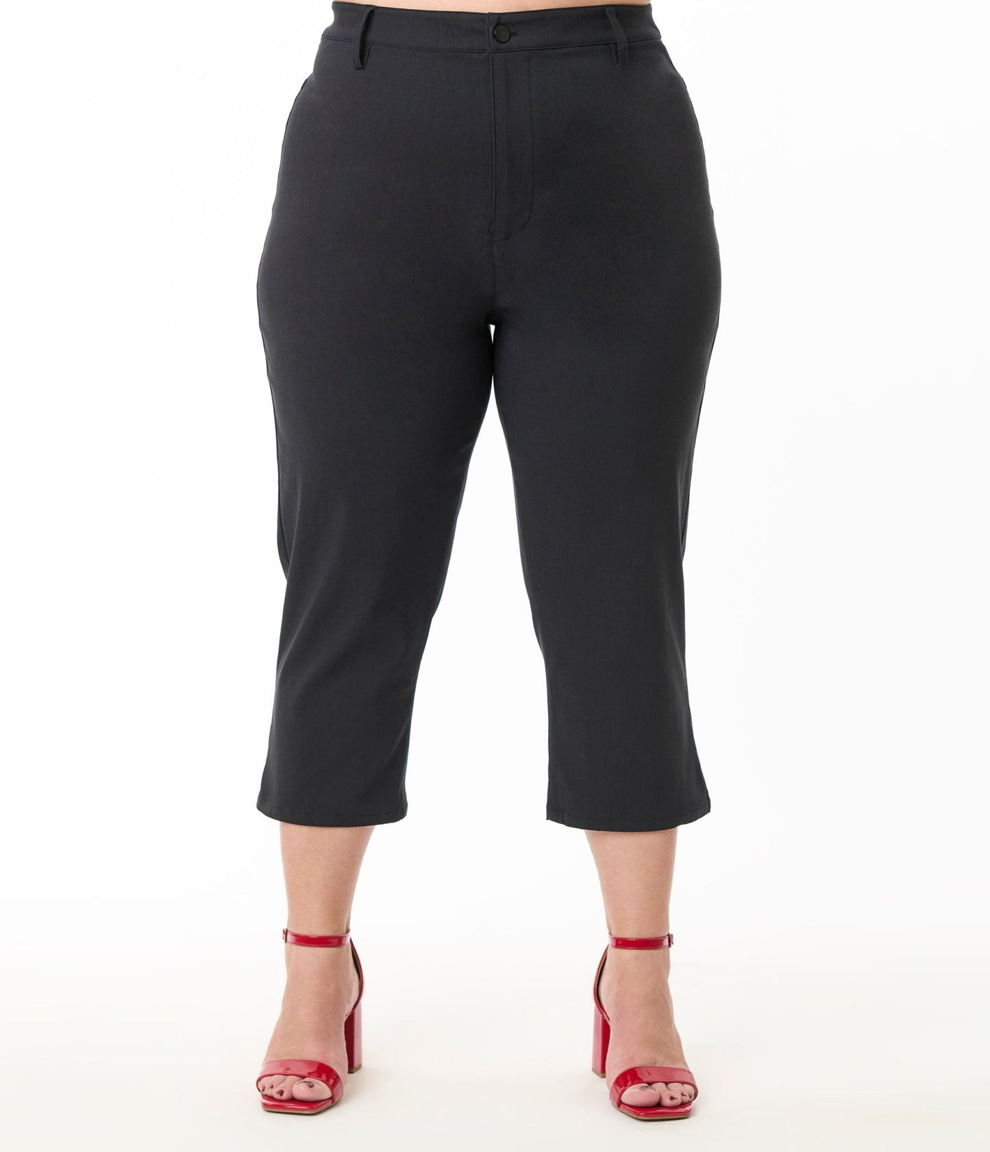 Preorder - Unique Vintage Plus Size Black & Rainbow Rachelle Capri Pants - Unique Vintage - Womens, BOTTOMS, PANTS