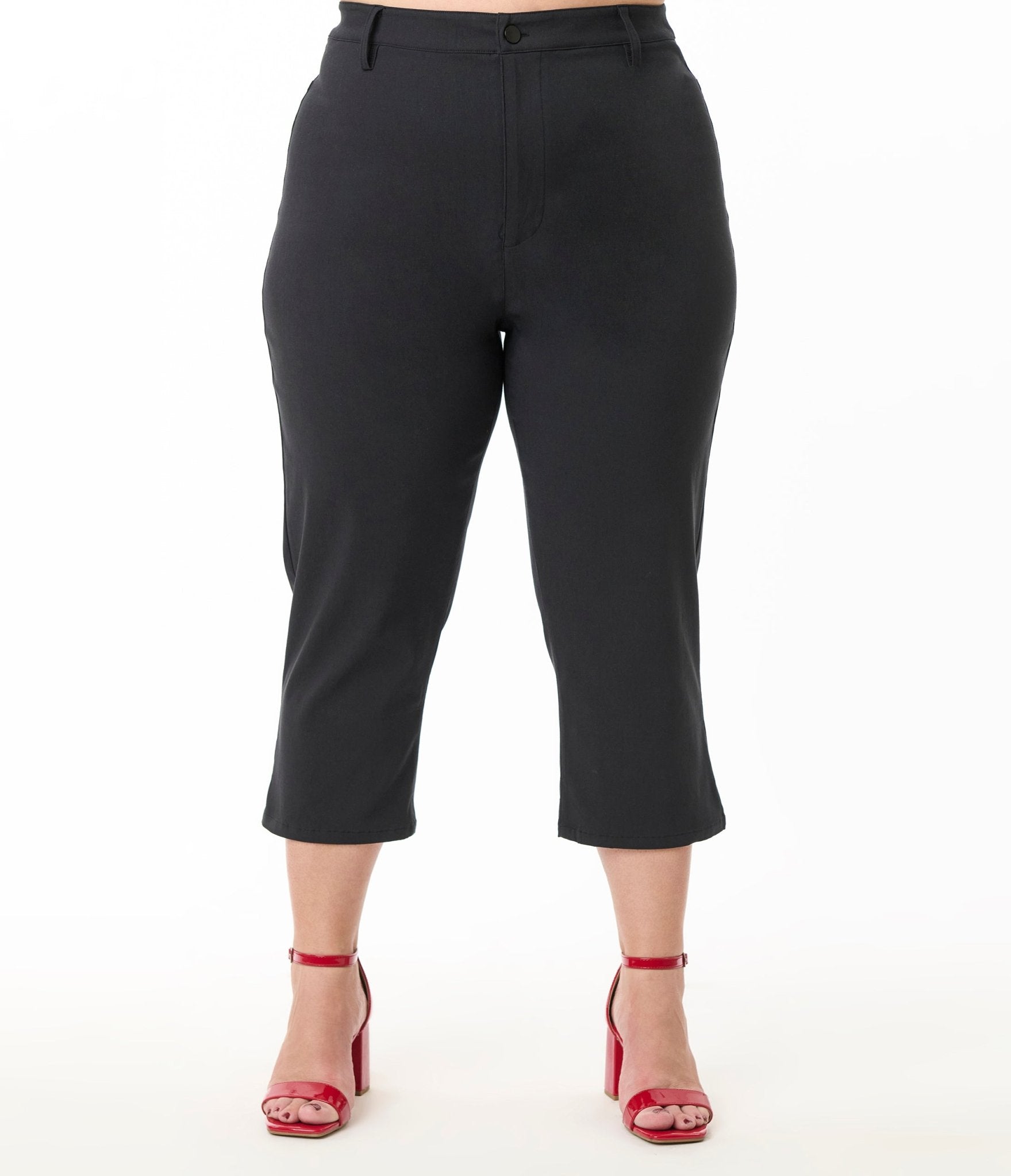 Preorder - Unique Vintage Plus Size Black & Rainbow Rachelle Capri Pants - Unique Vintage - Womens, BOTTOMS, PANTS