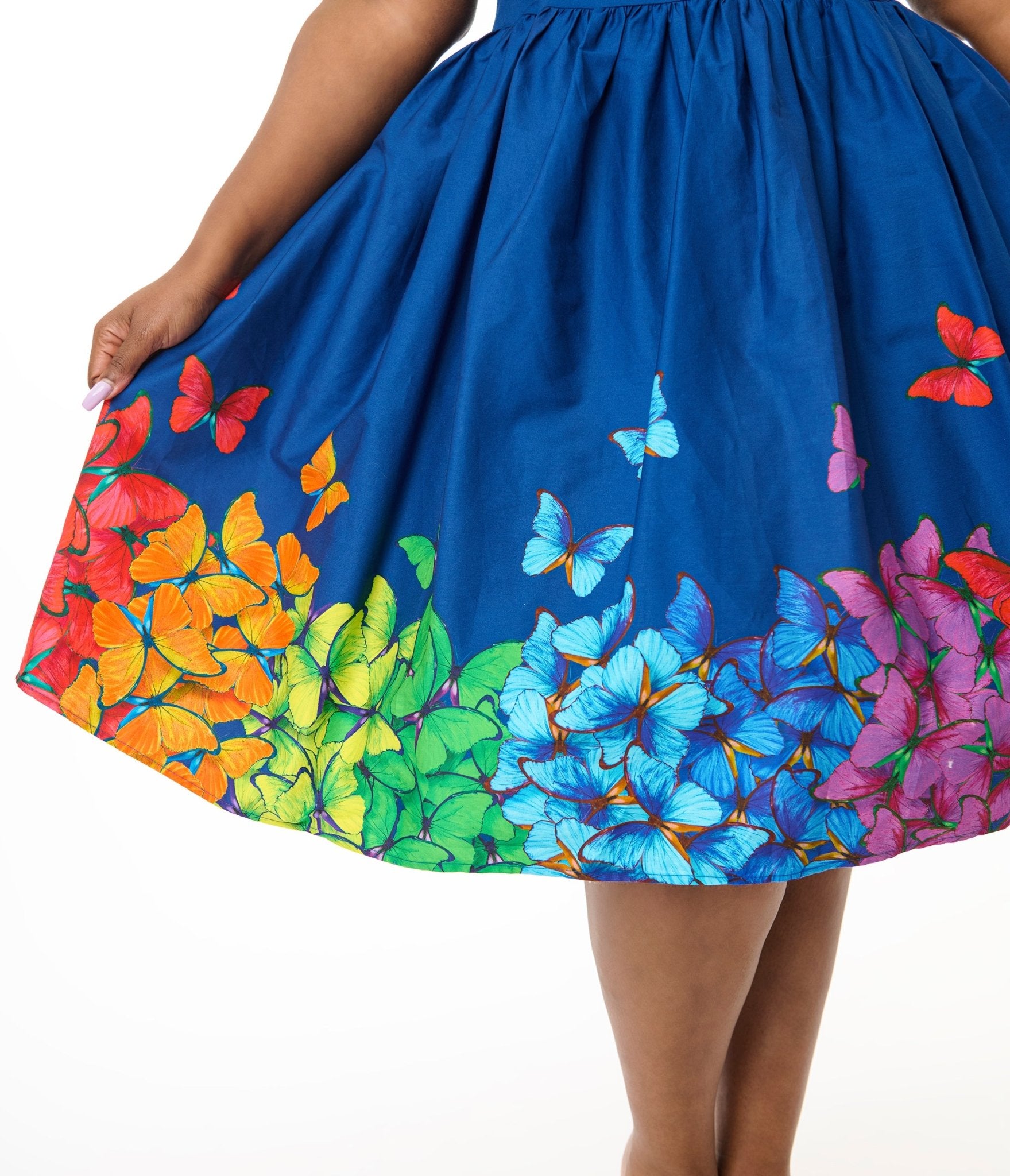 Preorder - Unique Vintage Plus Size Rainbow Butterfly Cotton Bobbie Swing Dress - Unique Vintage - Womens, DRESSES, SWING