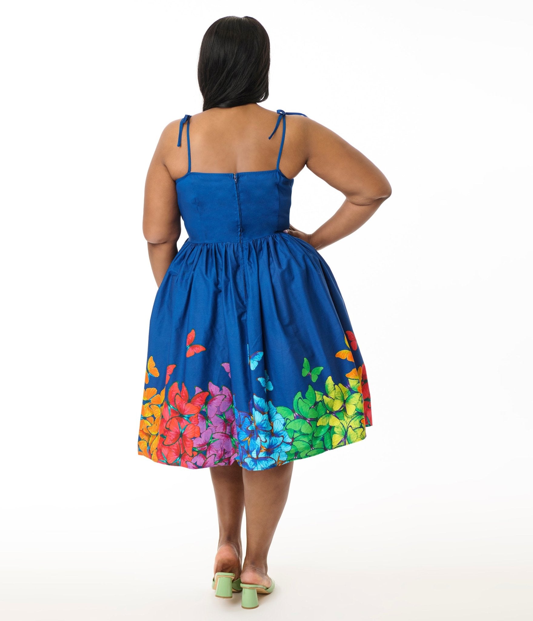 Preorder - Unique Vintage Plus Size Rainbow Butterfly Cotton Bobbie Swing Dress - Unique Vintage - Womens, DRESSES, SWING