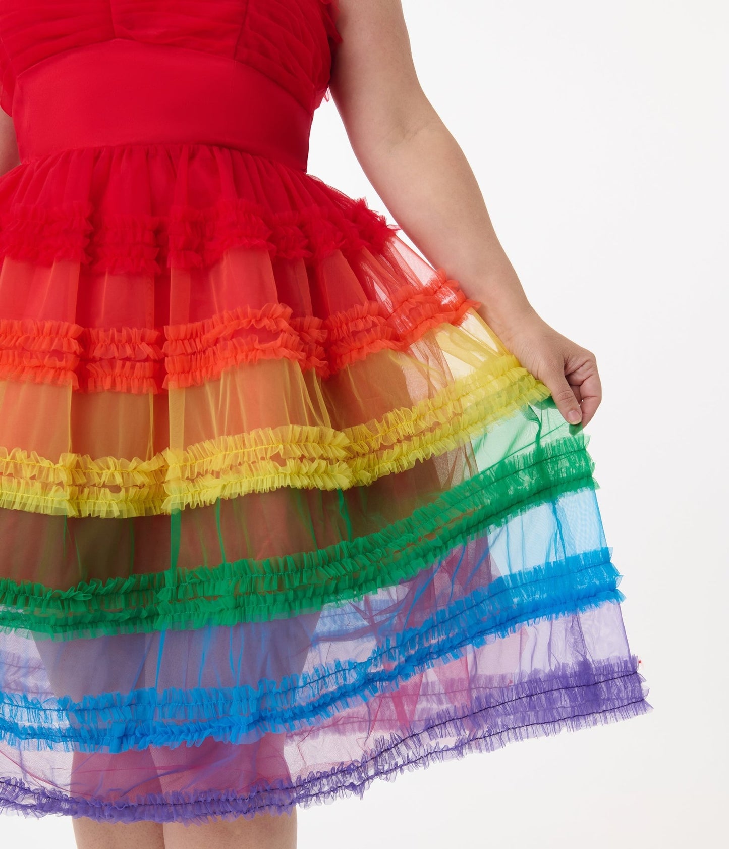 Unique Vintage Plus Size Rainbow Tiered Sheer Midi Dress - Unique Vintage - Womens, DRESSES, PROM AND SPECIAL OCCASION