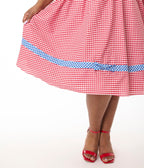 Preorder - Unique Vintage Plus Size Red & Blue Gingham Swing Dress - Unique Vintage - Womens, DRESSES, SWING